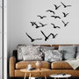 Wallity Migration - Escultura de pared de metal con 11 pájaros negros